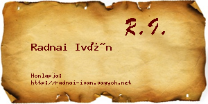 Radnai Iván névjegykártya